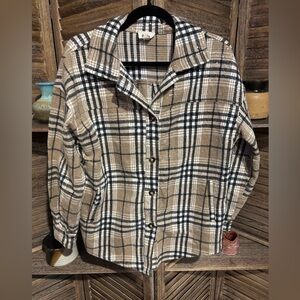 BiBi Tan, Black and White Plaid Sequin Shacket